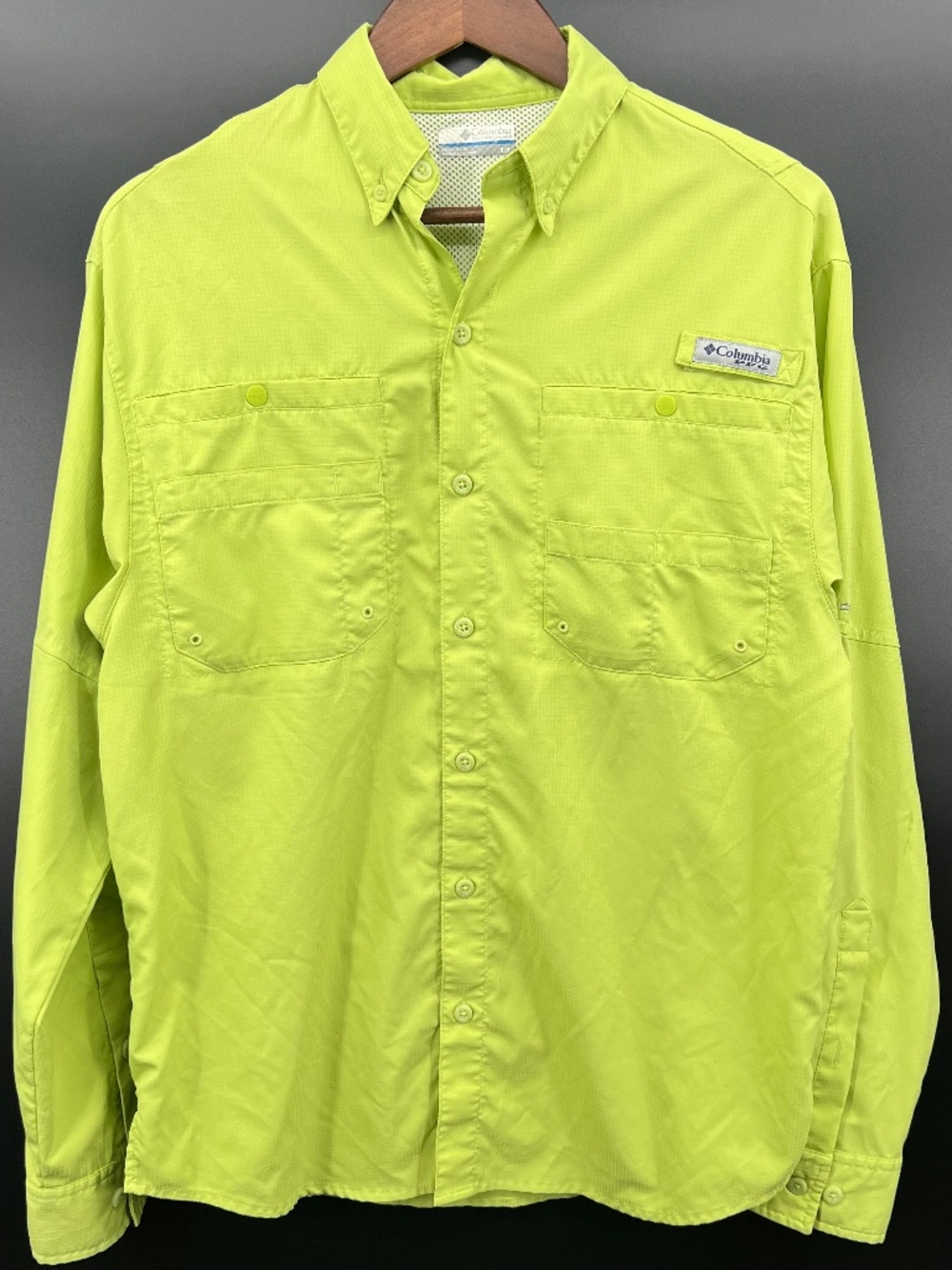 Columbia PFG Super Tamiami Shirt Mens Small Long Sleeve Fishing UPF 40 Green EUC
